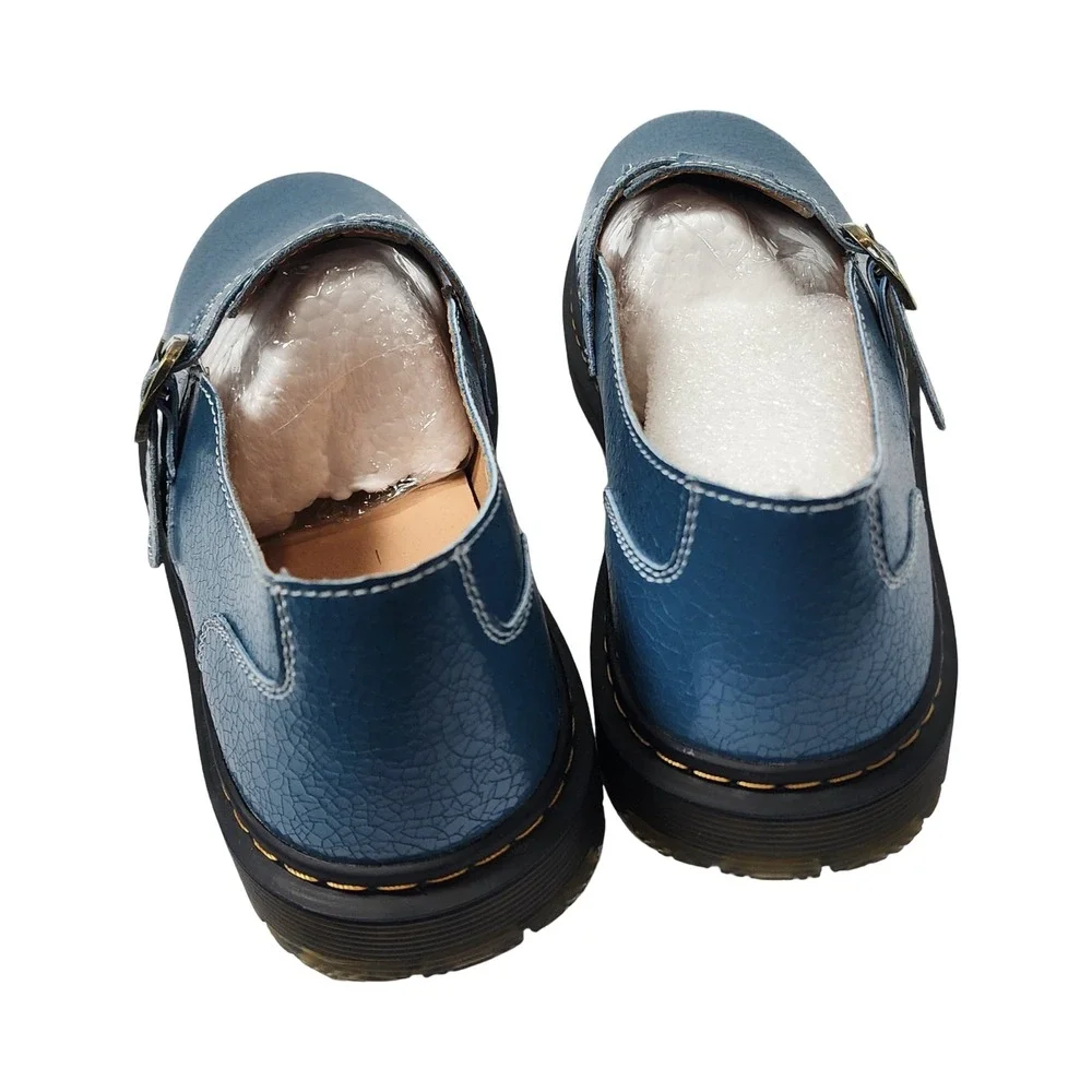Svprsofi Blue Crackle Patent Mary Jane T-Strap Lug Sole Shoes 1105 Mens 10.5 US